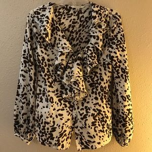 Boston Proper cheetah print ruffle skirt